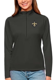 Antigua New Orleans Saints Womens Grey Tribute Long Sleeve Pullover