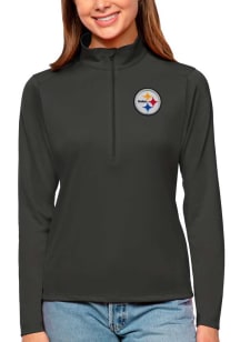 Antigua Pittsburgh Steelers Womens Grey Tribute 1/4 Zip Pullover