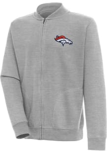 Antigua Denver Broncos Mens Grey Victory Long Sleeve Full Zip Jacket