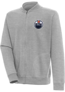 Antigua Edmonton Oilers Mens Grey Victory Long Sleeve Full Zip Jacket