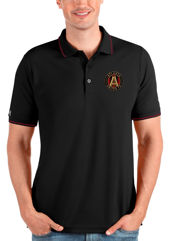 Antigua Atlanta United FC Mens Black Affluent Short Sleeve Polo