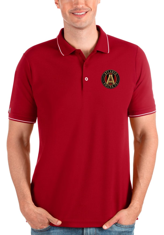 Antigua Atlanta United FC Mens Red Affluent Short Sleeve Polo