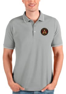Antigua Atlanta United FC Mens Grey Solid Pique Short Sleeve Polo