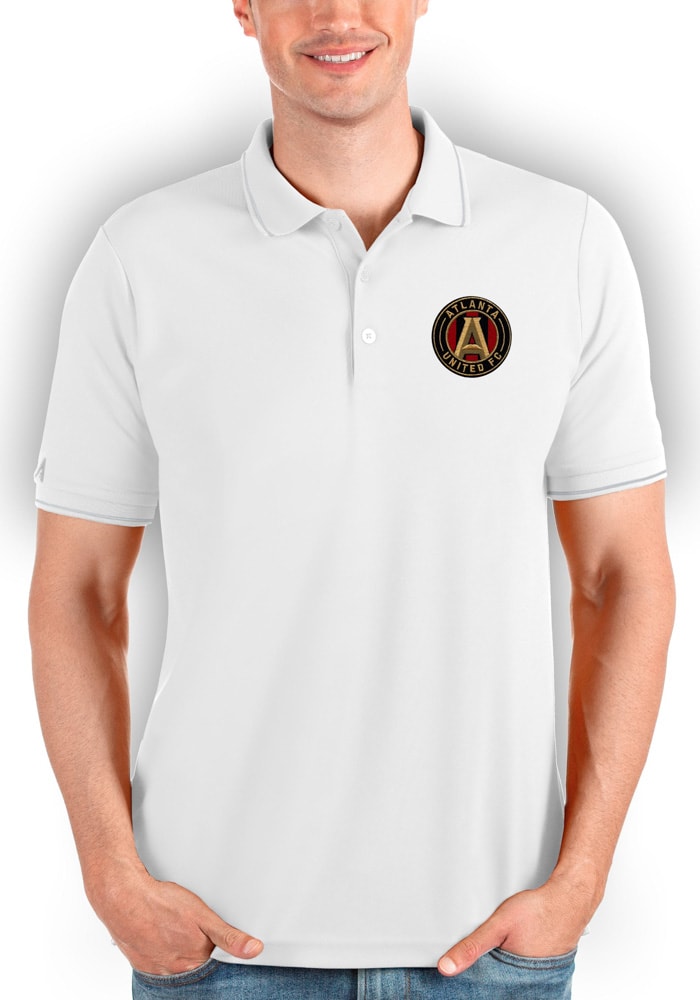 Antigua Atlanta United FC Mens White Affluent Short Sleeve Polo