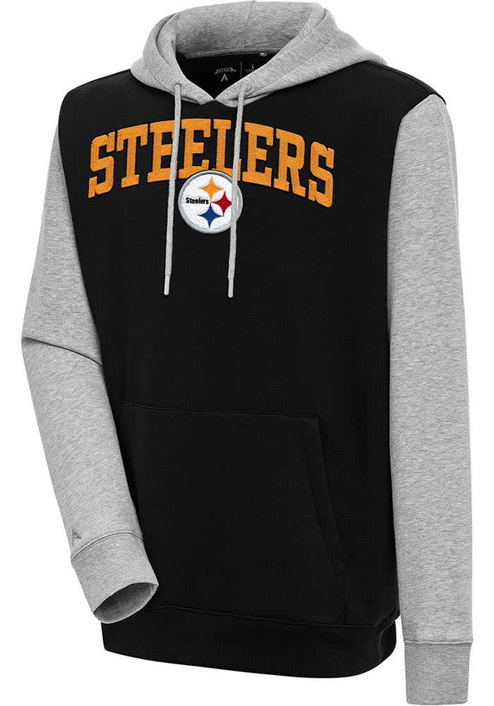 Antigua Pittsburgh Steelers Mens Grey Victory Long Sleeve Hoodie