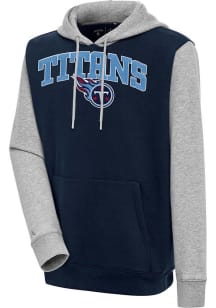Antigua Tennessee Titans Mens Navy Blue Chenille Logo Victory Long Sleeve Hoodie