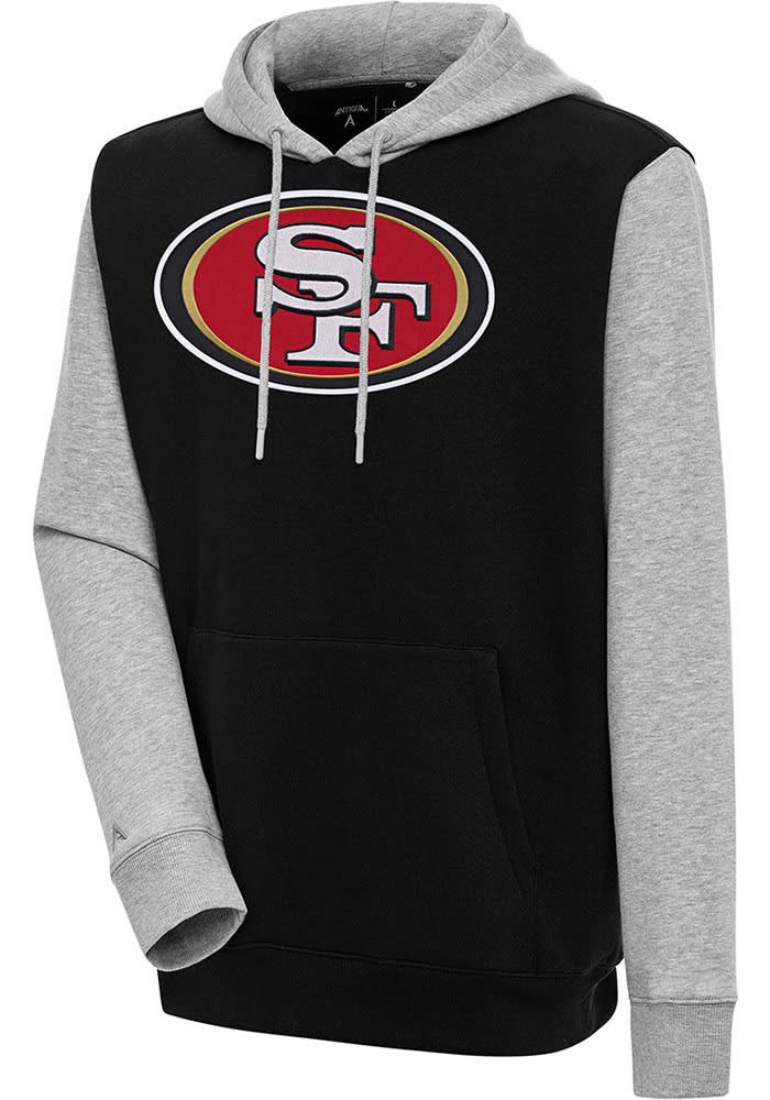 Antigua San Francisco 49ers Black Victory Long Sleeve Hoodie, Black, 52% Cot / 48% Poly, Size M, Rally House