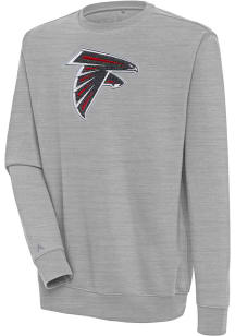 Antigua Atlanta Falcons Mens Grey Chenille Logo Victory Long Sleeve Crew Sweatshirt