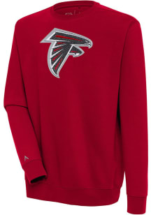 Antigua Atlanta Falcons Mens Red Chenille Logo Victory Long Sleeve Crew Sweatshirt