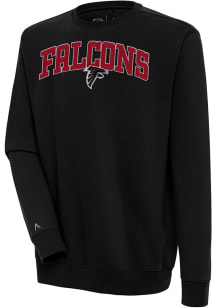 Antigua Atlanta Falcons Mens Black Chenille Logo Victory Long Sleeve Crew Sweatshirt