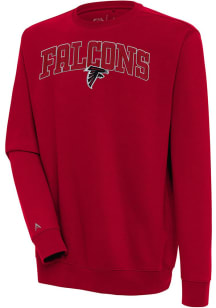 Antigua Atlanta Falcons Mens Red Chenille Logo Victory Long Sleeve Crew Sweatshirt