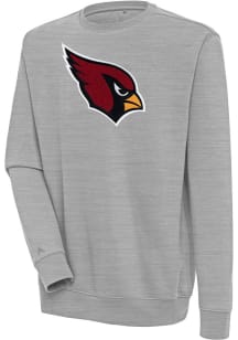 Antigua Arizona Cardinals Mens Grey Chenille Logo Victory Long Sleeve Crew Sweatshirt