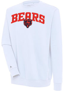 Antigua Chicago Bears Mens White Chenille Logo Victory Long Sleeve Crew Sweatshirt