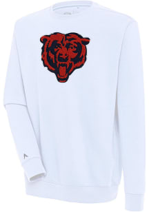 Antigua Chicago Bears Mens White Chenille Logo Victory Long Sleeve Crew Sweatshirt