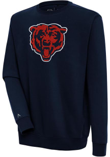 Antigua Chicago Bears Mens Navy Blue Chenille Logo Victory Long Sleeve Crew Sweatshirt