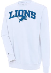Antigua Detroit Lions Mens White Chenille Logo Victory Long Sleeve Crew Sweatshirt