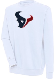Antigua Houston Texans Mens White Chenille Logo Victory Long Sleeve Crew Sweatshirt