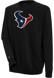 Antigua Houston Texans Mens Black Chenille Logo Victory Long Sleeve Crew Sweatshirt