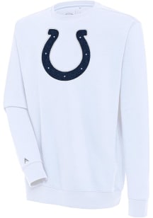 Antigua Indianapolis Colts Mens White Chenille Logo Victory Long Sleeve Crew Sweatshirt