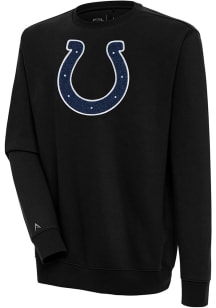 Antigua Indianapolis Colts Mens Black Chenille Logo Victory Long Sleeve Crew Sweatshirt
