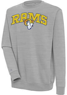 Antigua Los Angeles Rams Mens Grey Chenille Logo Victory Long Sleeve Crew Sweatshirt