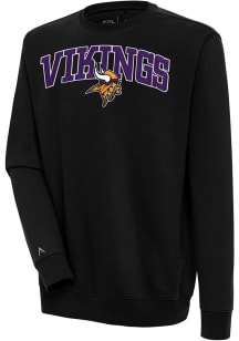 Antigua Minnesota Vikings Mens Black Chenille Logo Victory Long Sleeve Crew Sweatshirt