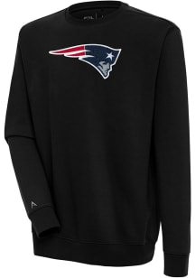 Antigua New England Patriots Mens Black Chenille Logo Victory Long Sleeve Crew Sweatshirt
