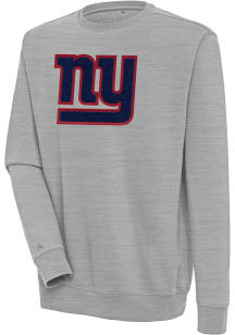 Antigua New York Giants Mens Grey Chenille Logo Victory Long Sleeve Crew Sweatshirt
