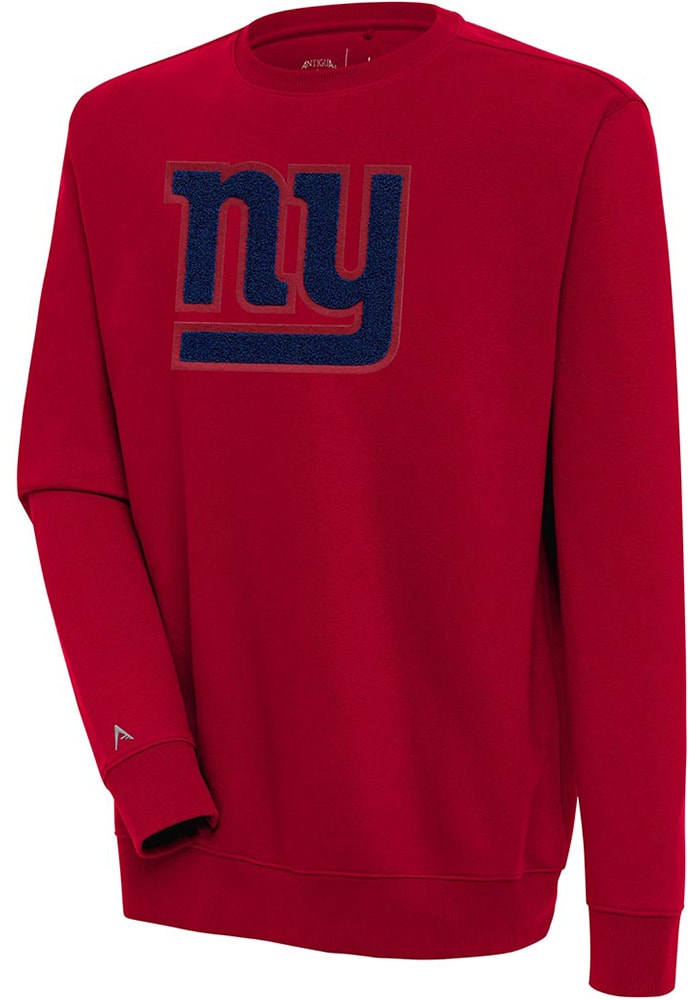 Antigua New York Giants Women's Red Chenille Logo Victory Crew Sweatshirt, Red, 65% Cotton / 35% POLYESTER, Size XL, Rally House