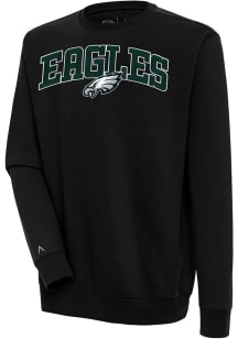 Antigua Philadelphia Eagles Mens Black Chenille Logo Victory Long Sleeve Crew Sweatshirt