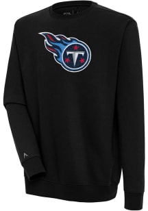 Antigua Tennessee Titans Mens Black Chenille Logo Victory Long Sleeve Crew Sweatshirt