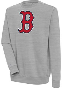 Antigua Boston Red Sox Mens Grey Full Front Victory Long Sleeve Crew Sweatshirt