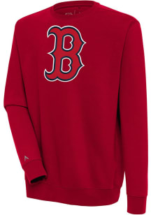 Antigua Boston Red Sox Mens Red Full Front Victory Long Sleeve Crew Sweatshirt