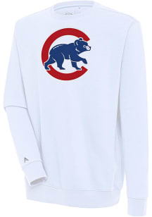 Antigua Chicago Cubs Mens White Victory Long Sleeve Crew Sweatshirt