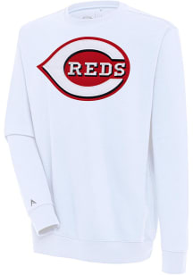Antigua Cincinnati Reds Mens White Victory Long Sleeve Crew Sweatshirt