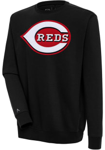 Antigua Cincinnati Reds Mens Black Victory Long Sleeve Crew Sweatshirt