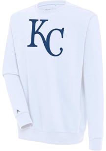 Antigua Kansas City Royals Mens White Victory Long Sleeve Crew Sweatshirt