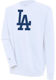 Antigua Los Angeles Dodgers Mens White Full Front Victory Long Sleeve Crew Sweatshirt