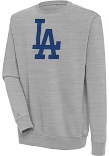 Antigua Los Angeles Dodgers Mens Grey Full Front Victory Long Sleeve Crew Sweatshirt