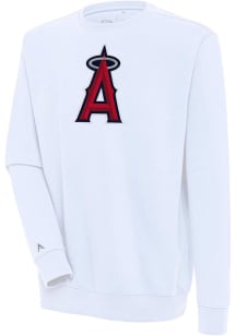 Antigua Los Angeles Angels Mens White Full Front Victory Long Sleeve Crew Sweatshirt