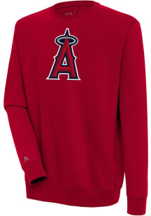 Antigua Los Angeles Angels Mens Red Full Front Victory Long Sleeve Crew Sweatshirt