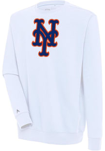 Antigua New York Mets Mens White Victory Long Sleeve Crew Sweatshirt