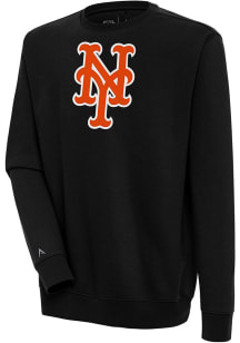 Antigua New York Mets Mens Black Victory Long Sleeve Crew Sweatshirt