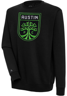Antigua Austin FC Mens Black Victory Long Sleeve Crew Sweatshirt