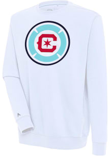 Antigua Chicago Fire Mens White Full Front Victory Long Sleeve Crew Sweatshirt