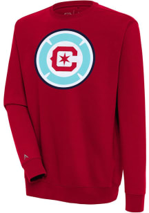 Antigua Chicago Fire Mens Red Full Front Victory Long Sleeve Crew Sweatshirt