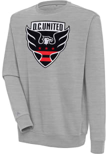 Antigua DC United Mens Grey Victory Long Sleeve Crew Sweatshirt