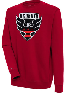 Antigua DC United Mens Red Full Front Victory Long Sleeve Crew Sweatshirt