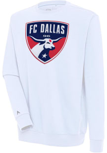 Antigua FC Dallas Mens White Full Front Victory Long Sleeve Crew Sweatshirt