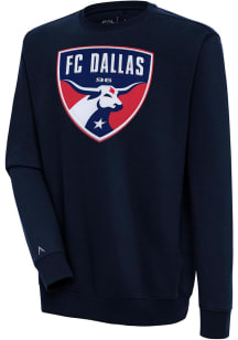 Antigua FC Dallas Mens Navy Blue Full Front Victory Long Sleeve Crew Sweatshirt